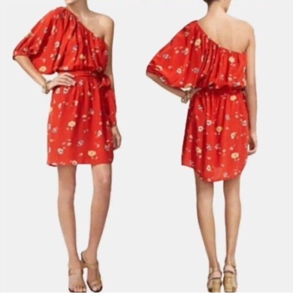 Rebecca Taylor One Shoulder Floral Poppy Dress Size 12